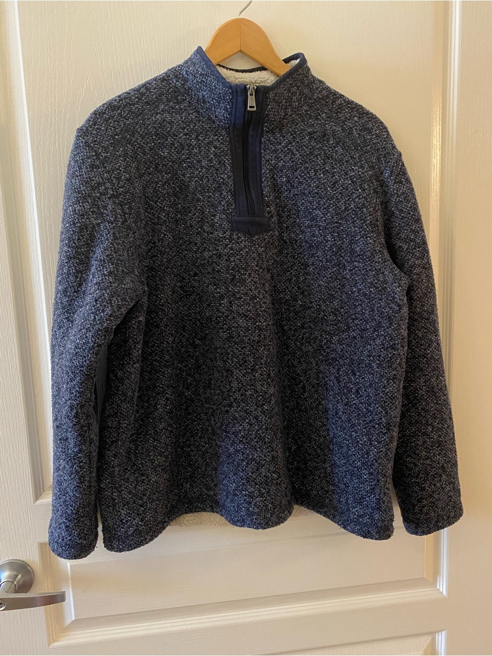 ORVIS Men’s Brighton 1/4 Zip Sherpa-Lined Sweater in Blue - M